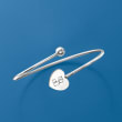 Italian Sterling Silver Single Initial Heart Bypass Bangle Bracelet