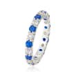 Simulated Sapphire and .80 ct. t.w. CZ Eternity Band in Sterling Silver