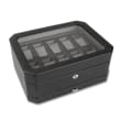 Wolf &quot;Windsor&quot; Black Faux Leather 10-Part Watch Box with Drawer