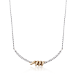 .18 ct. t.w. Diamond Curved Bar Spiral Necklace in 14kt Two-Tone Gold