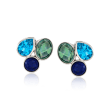 Lapis and 8.90 ct. t.w. Multicolored Topaz Earrings in Sterling Silver
