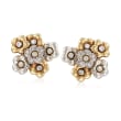 C. 1980 Vintage 1.10 ct. t.w. Diamond Floral Clip-On Earrings in 18kt Two-Tone Gold