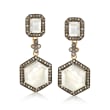Mother-Of-Pearl Doublet and 2.00 ct. t.w. Champagne Diamond Earrings in 18kt Gold Over Sterling