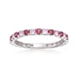 .60 ct. t.w. Rhodolite and .50 ct. t.w. Pink Sapphire Eternity Ring in Sterling Silver