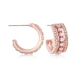 Swarovski Crystal J-Hoop Earrings in Rose Gold-Plated Metal