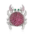 1.84 ct. t.w. Multicolored CZ Crab Ring in Sterling Silver