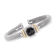 Phillip Gavriel &quot;Popcorn&quot; Black Onyx Cuff Bracelet in Sterling Silver with 18kt Yellow Gold