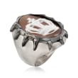 Italian .10 ct. t.w. CZ Crown Cameo Ring in Sterling Silver