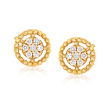 Gabriel Designs .10 ct. t.w. Diamond Cluster with Beaded Frame Stud Earrings in 14kt Yellow Gold