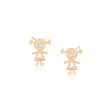 .20 ct. t.w. CZ Girl Stud Earrings in 18kt Two-Tone Gold