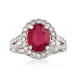 2.40 Carat Ruby and .85 ct. t.w. Diamond Ring in 14kt White Gold