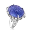 13.50 Carat Tanzanite and .15 ct. t.w. Diamond Ring in 18kt White Gold