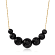 6-12mm Black Onyx Graduated Necklace in 14kt Yellow Gold