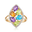 2.20 ct. t.w. Multi-Stone and .14 ct. t.w. Diamond Ring in 14kt Yellow Gold
