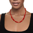 4.5-8mm Red Coral Bead Graduated Necklace with 14kt Yellow Gold 18-inch