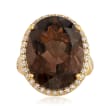 16.00 Carat Smoky Quartz and .50 ct. t.w. White Topaz Ring in 18kt Gold Over Sterling