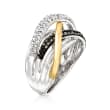 .50 ct. t.w. Black and White Diamond Highway Ring in Sterling Silver and 14kt Yellow Gold