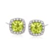 .20 ct. t.w. Peridot and .10 ct. t.w. White Topaz Stud Earrings Sterling Silver