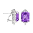 Andrea Candela &quot;Gatsby&quot; 10.00 ct. t.w. Amethyst Earrings with .10 ct. t.w. Diamonds in Sterling Silver