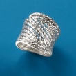 Sterling Silver Diamond-Cut Cutout Bypass Ring