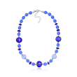 Italian Blue Murano Glass Bead Necklace in Sterling Silver