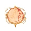 C. 1980 Vintage Pink Shell Cameo Filigree Pin/Pendant in 14kt Yellow Gold