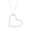 .10 ct. t.w. Diamond Sideways Heart Pendant Necklace in Sterling Silver