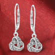 Diamond-Accented Love Knot Drop Earrings in Sterling Silver