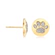 .15 ct. t.w. Diamond Paw Print Stud Earrings in 18kt Yellow Gold Over Sterling Silver