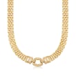 C. 1980 Vintage 1.00 ct. t.w. Diamond Geometric Panther-Link Necklace in 14kt Yellow Gold