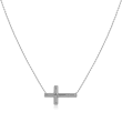 14kt White Gold East-West Sideways Cross Necklace
