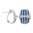 6.50 ct. t.w. Sapphire and .50 ct. t.w. Diamond Earrings in 18kt White Gold 
