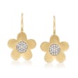 .11 ct. t.w. Pave Diamond Flower Drop Earrings in 14kt Yellow Gold
