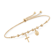 Italian 18kt Yellow Gold Religious Charm Bolo Bracelet