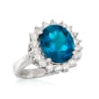 5.50 Carat Blue Topaz and 1.00 ct. t.w. Diamond Ring in 14kt White Gold