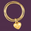 Italian Andiamo 14kt Yellow Gold Over Resin Heart Charm Multi-Bangle Bracelet