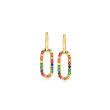 .23 ct. t.w. Multi-Gemstone Paper Clip Link Drop Earrings in 14kt Yellow Gold