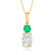 1.00 Carat Lab-Grown Diamond Pendant Necklace with .20 Carat Emerald in 14kt Yellow Gold