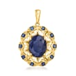 3.60 ct. t.w. Sapphire Scrolled Pendant in 14kt Yellow Gold 