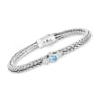 Phillip Gavriel &quot;Woven&quot; .40 Carat Swiss Blue Topaz Bracelet with .10 ct. t.w. White Sapphires in Sterling Silver