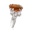 C. 1970 Vintage 6.48 Carat Citrine and 1.00 ct. t.w. Diamond Cocktail Ring in 14kt White Gold