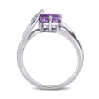 1.00 Carat Amethyst Heart Ring with Diamond Accents in Sterling Silver