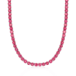 50.00 ct. t.w. Pink Topaz Tennis Necklace in Sterling Silver
