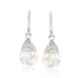 Floating Opal Removable Hoop Drop Earrings in 14kt White Gold