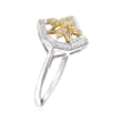 .10 ct. t.w. Diamond Floral Openwork Ring in Sterling Silver and 14kt Yellow Gold