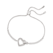 Swarovski Crystal &quot;Lovely&quot; Open-Space Heart Bolo Bracelet in Silvertone