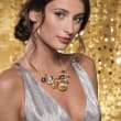 Italian 14kt Four-Colored Gold Bead Bib Necklace