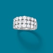 3.00 ct. t.w. Diamond Three-Row Ring in 14kt White Gold