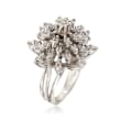 C. 1970 Vintage 1.60 ct. t.w. Diamond Floral Burst Ring in 14kt White Gold