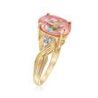 C. 1990 Vintage 5.00 Carat Pink Topaz Ring With Diamond Accents in 10kt Yellow Gold